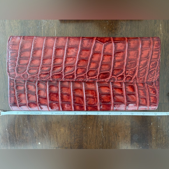 Crocodile skin cognac clutch - Picture 6 of 8
